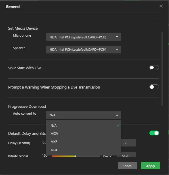 Progressive Download dialog