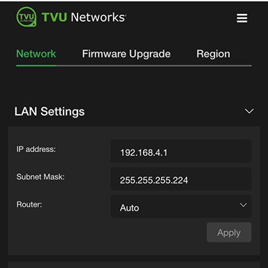RPS One LAN Settings panel