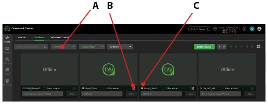 Receiver page - Advanced and status functions