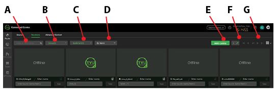 Receivers page controls and functions
