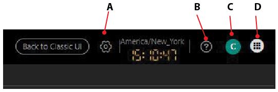 User preferences, What’s new, and Services menu icons