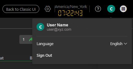 User preferences menu