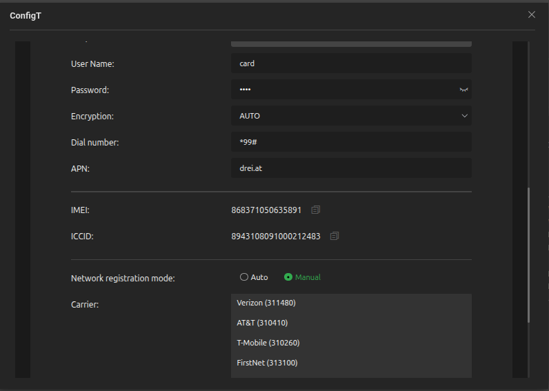 manual modem configuration