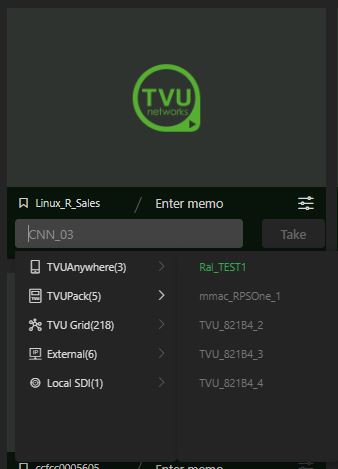 receivers tab - selecting a source