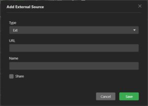 sources page - add external source window