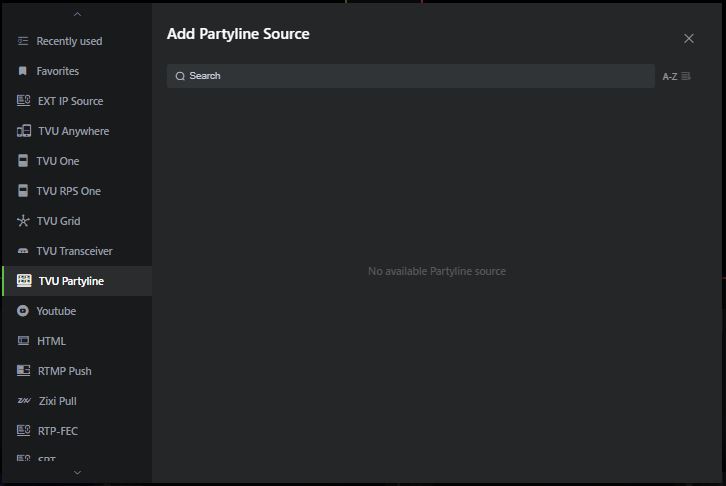 Add Partyline Source window