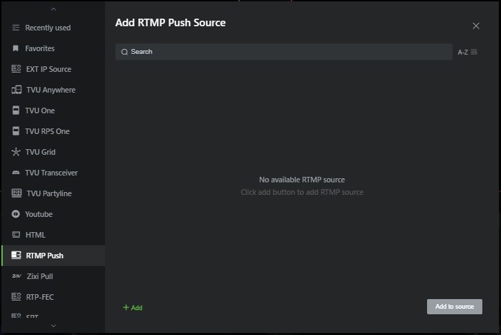 Add RTMP Source window 1