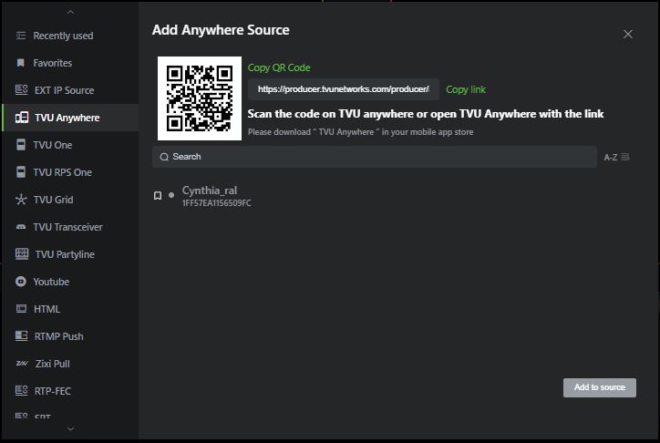 Add anywhere source list