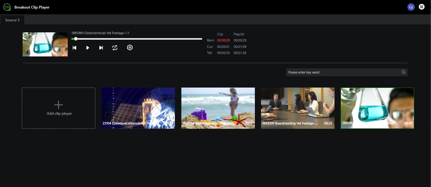 Breakout clip player window