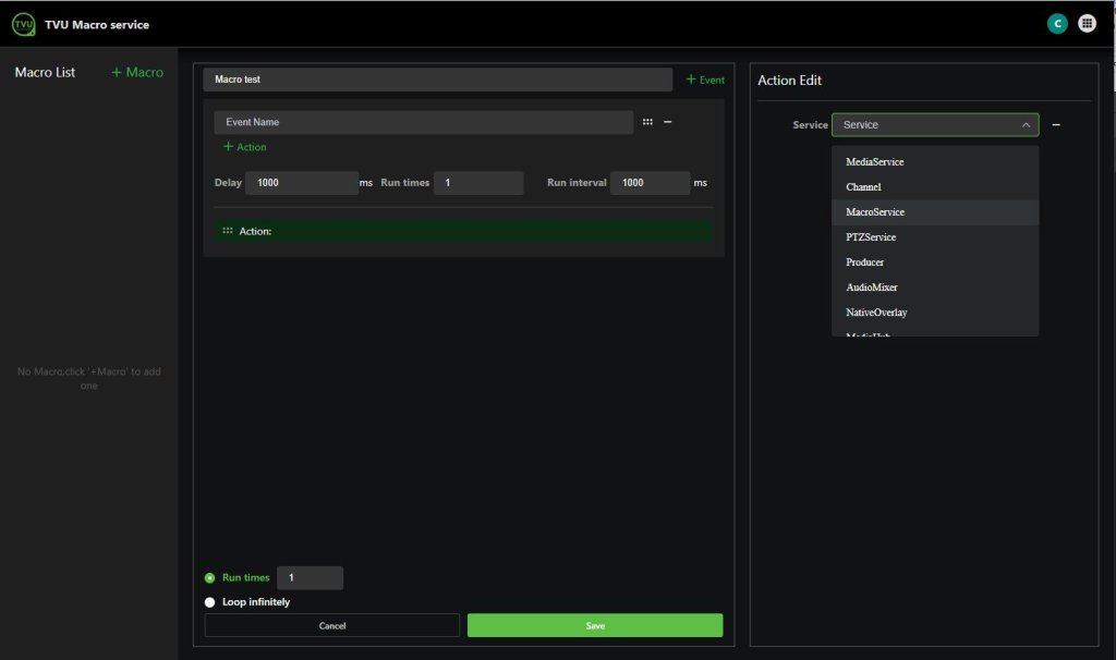 Macro service selection