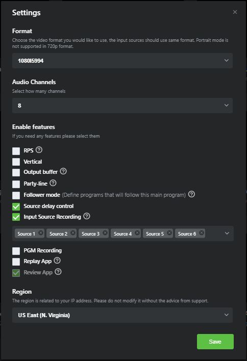 Workbench Settings screen
