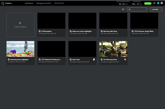 Workbench user interface