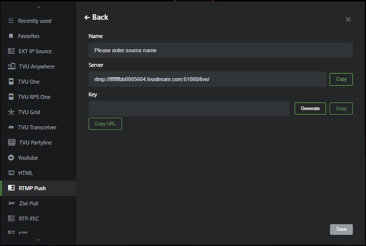 add RTMP push source window