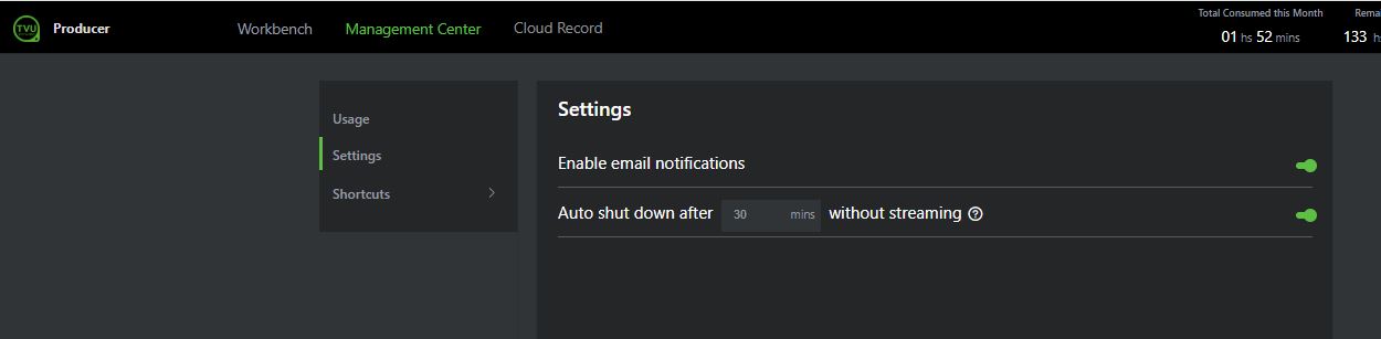 management center tab settings