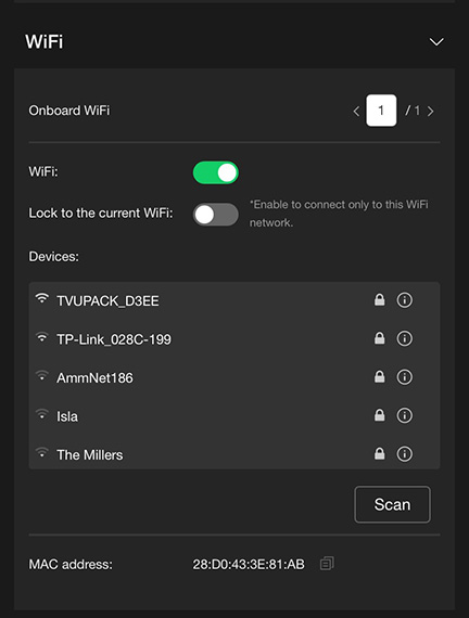 WiFI panel