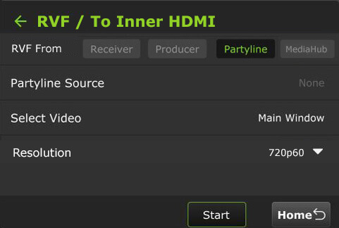 RVF - Receiver to inner HDMI Partyline