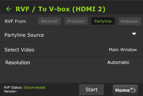 RVF - to v-box HDMI 2 Partyline