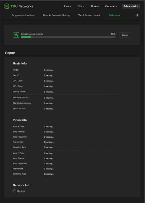 advanced checking module screen