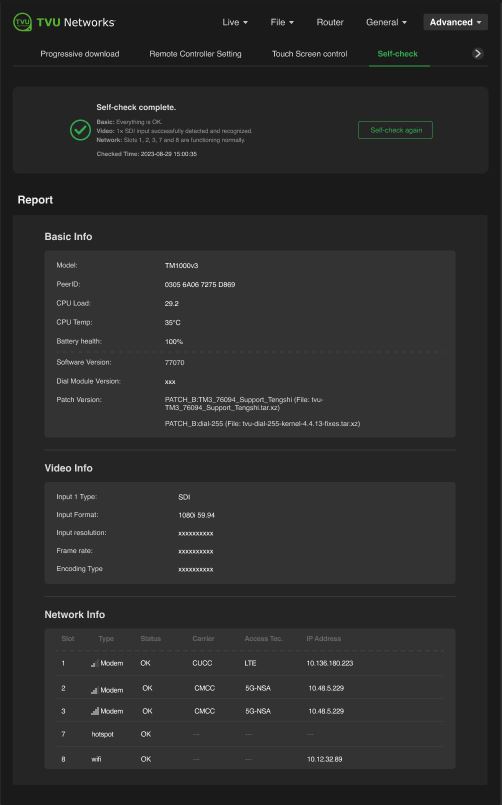 advanced self-check complete report