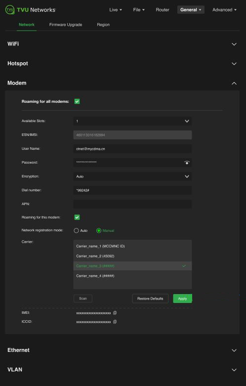 modem manual scanning