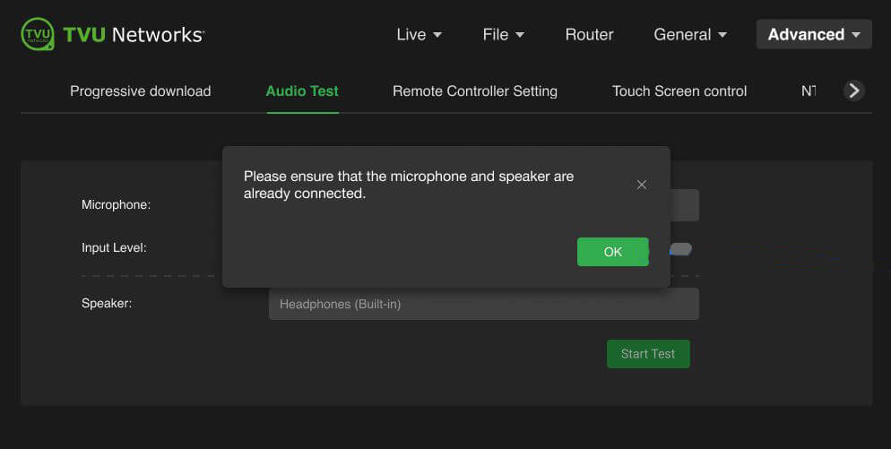 Advanced Audio Test page