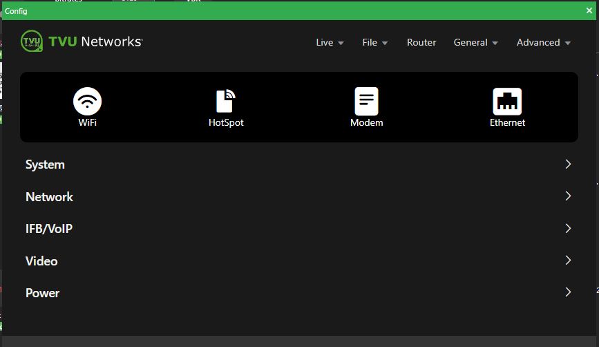 Advanced config home screen