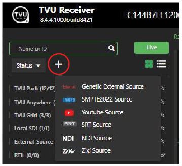 External source drop-down menu 2