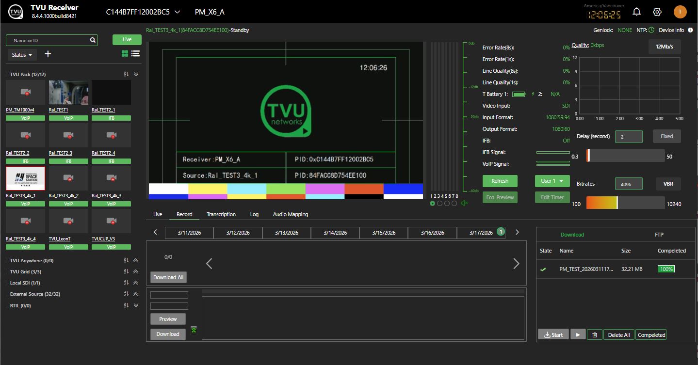 File Management operations panel - Record tab