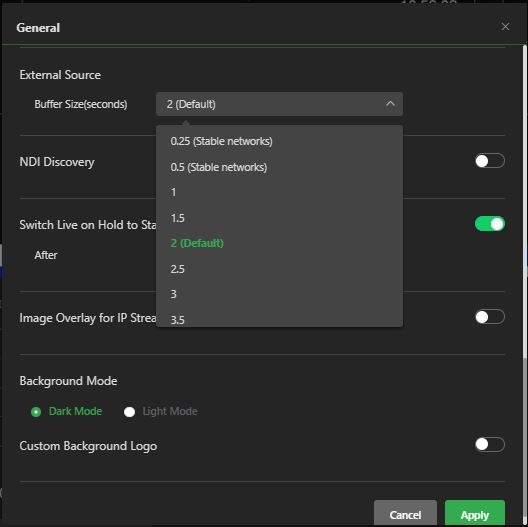 General External Source menu