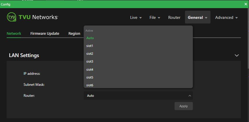 General Network LAN settings Router Auto