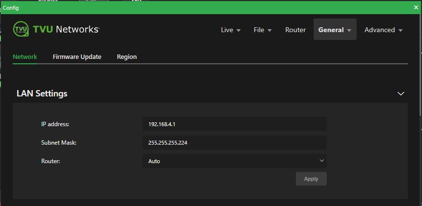 General Network LAN settings