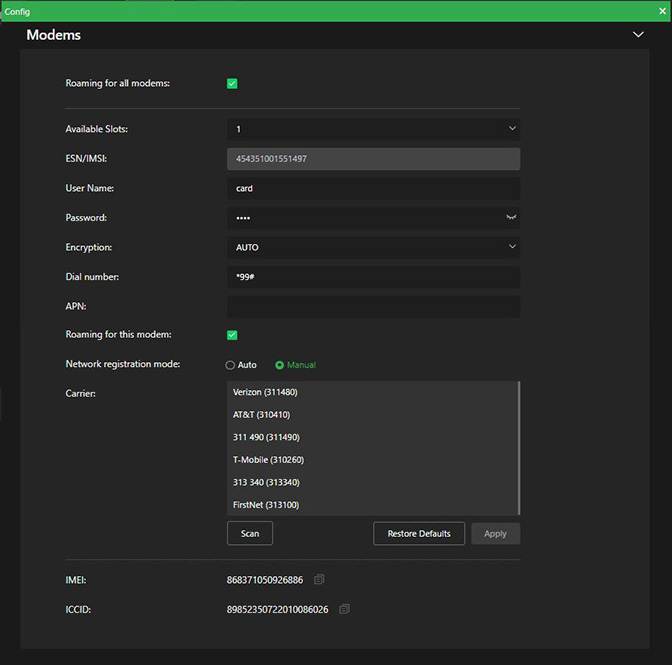 General Network Modems manual