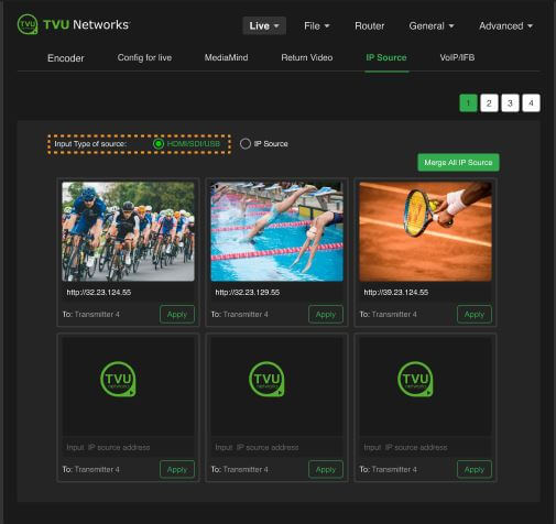 RPS One IP channel 1 USB HDMI SDI