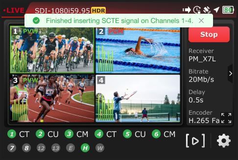 RPS one live status - SCTE insertion complete