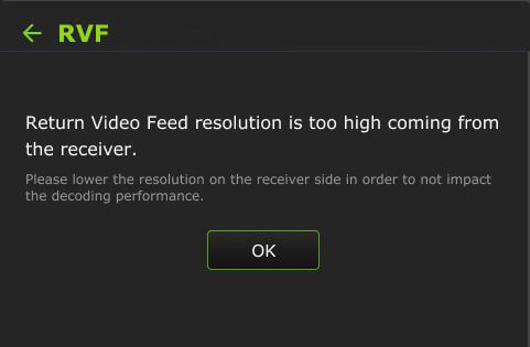 RVF pack resolution too high  message