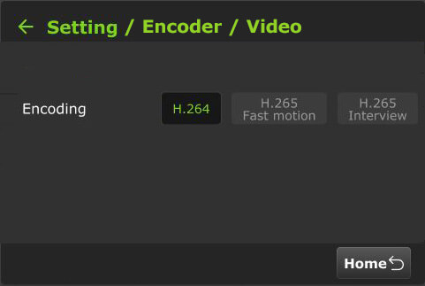 setting encoder video H264