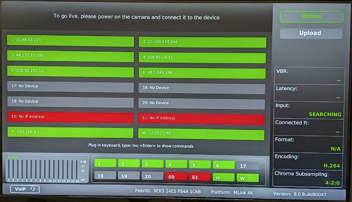 standby video input status screen