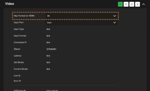 TVU RPS One Video panel - EDID configuration option