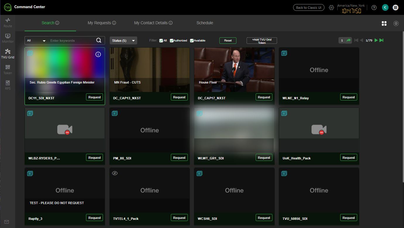 TVU Command Center web interface