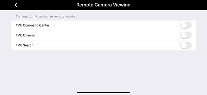 Video panel_Remote Camera Viewing menu