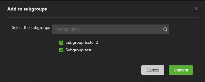 Add to subgroups window