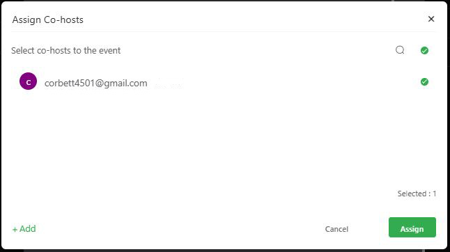 Assign Co-Hosts window