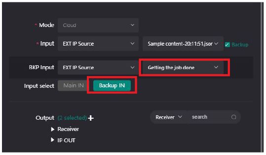 Backup event - Output 1