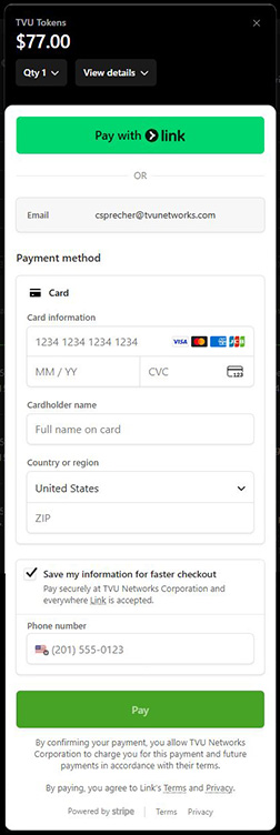 Credit card token purchase