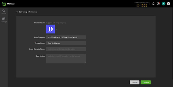 Edit Group Information page