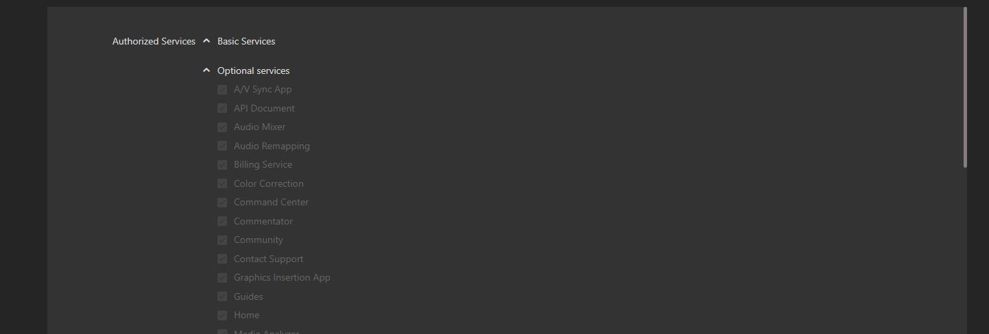 Edit Group Information window - Authorized Services