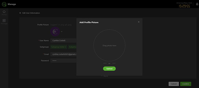 Edit User Information window - Add Profile Picture