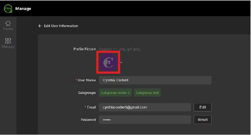 Edit User Information window - Edit Profile Picture