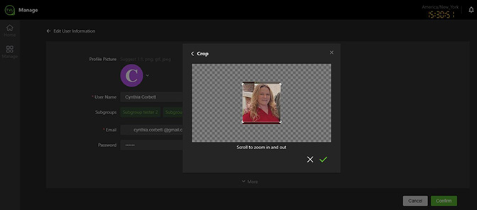 Edit User Information window - Save Profile Picture