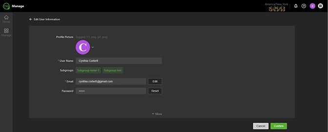 Edit User Information window